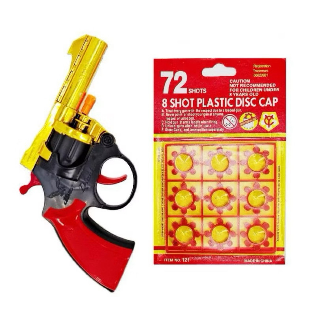 Set Mainan Pelancar Bunyi 8 Kali/Pusingan/Cakera Plastik/8 Shoot Disc Cap (With bullet)