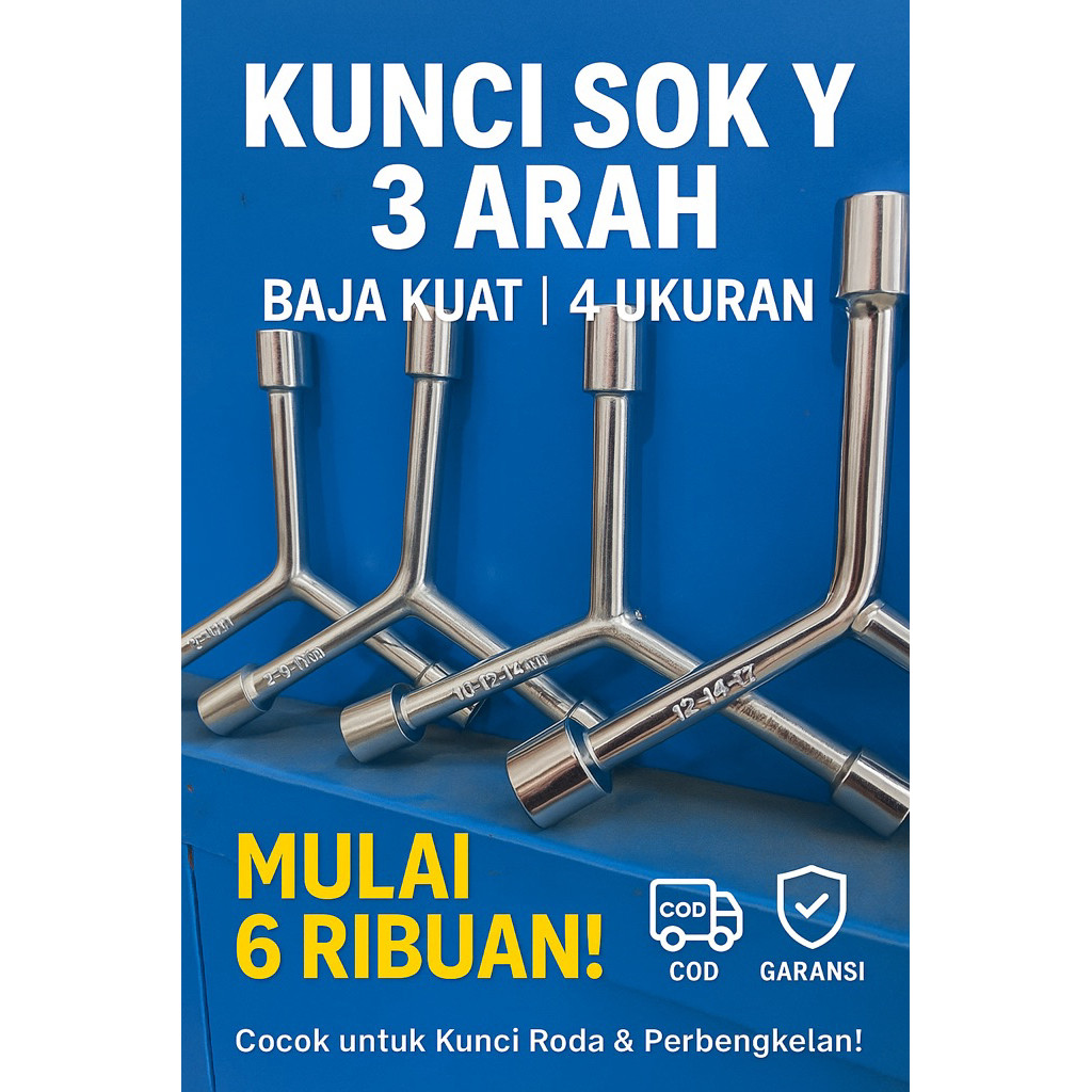 Multipurpose Short Y-Socket Wrench - 3-Way Motorcycle Wheel Wrench Size 8 10 12 14 17 MM