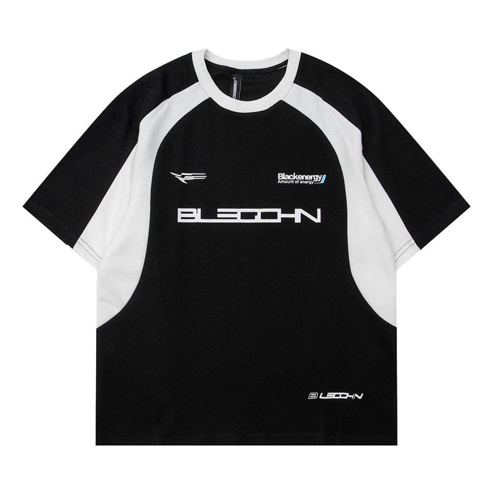Black Energy Contrast Splice Oversized T-Shirt