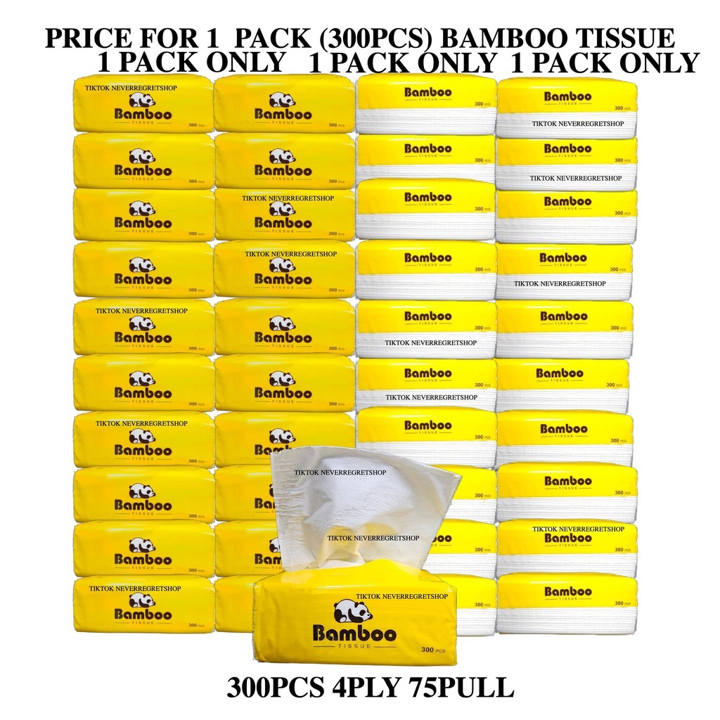 Bamboo Tissue /Tisu/Tissue Soft Facial Tisu 300pcs Non-Fluorescent Tissue Facial Tissue