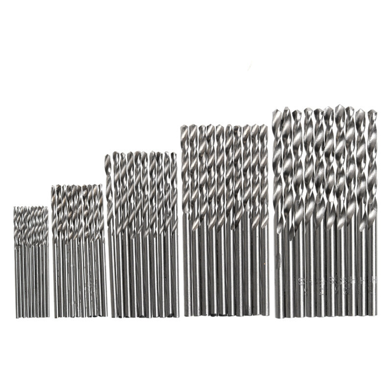 50Pcs 1/1.5/2/2.5/3mm High Speed Steel Titanium Plated Twist Drill Bit Set Tool