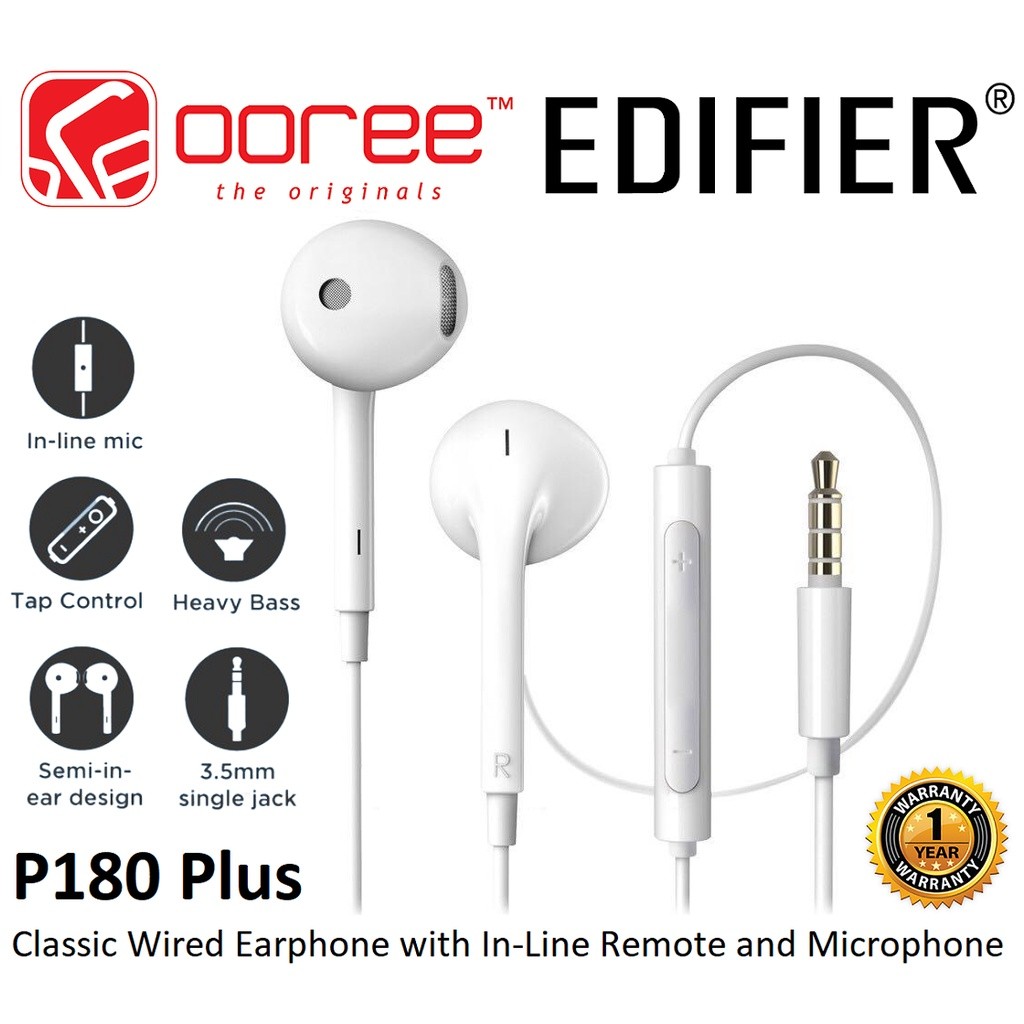EDIFIER P180 PLUS / P180 USB-C / P205 CLASSIC WIRED EARPHONE WITH MULTIPLE  IN-LINE CONTROL AND BUIL