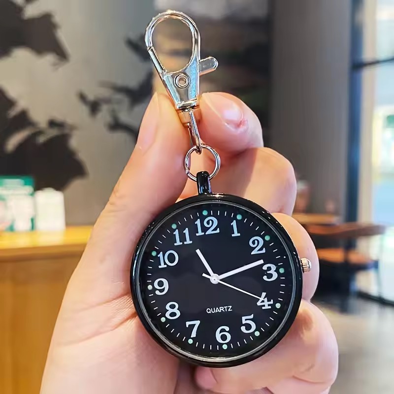 1PC New Mini Keychain Watch Vintage Pocket Watch Clock With Battery Old Man Student Doctor Nurse Portable Quartz Pocket Watch