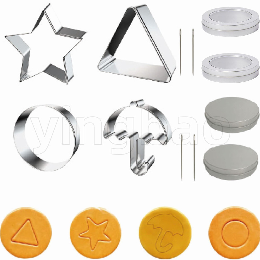 Korean Sugar Candy Making Tools Stainless Steel Cookie Cutters Biscuits Molds Umbrella Triangle Star Round Baking Cake Molds Game Kit for Kids