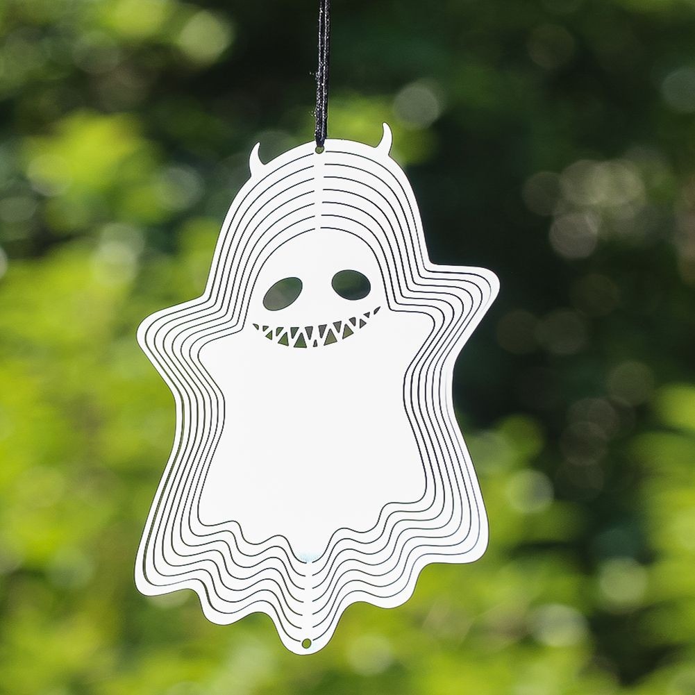 Ghost Cute 3d Metal Rotating Wind Chime Pendant Smiley Face Home Halloween Garden Decoration Bird Repellent Collection jt01/06