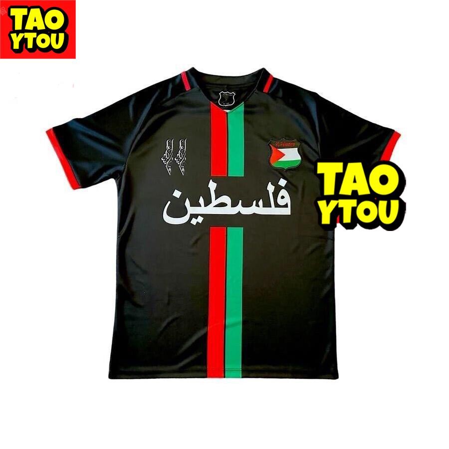 Premium Durable Palestine Football Jersey 2023 Retro Collar Bola Futsal White Black Centre Striped Soccer Shirt Count... - Image 3