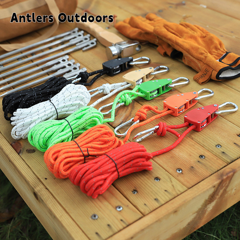 Antlers Outdoors Tent Windproof Rope Canopy Bold Reflective Rope Pulley Adjustment Main Wind Rope Metal Tensioner 6mm4mm