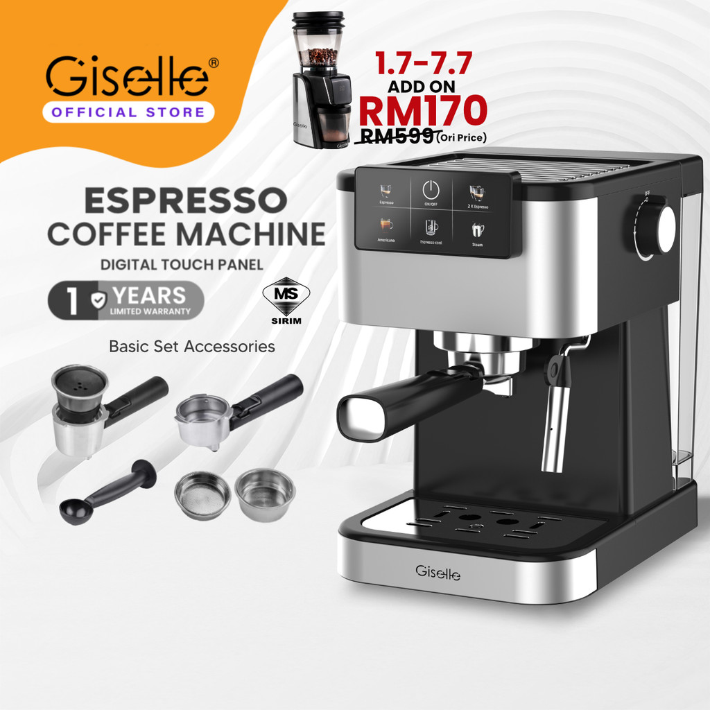 [New Model] 51mm LED 20Bar Digital Professional Espresso Coffee Maker with Milk Frother & Fast Heating System