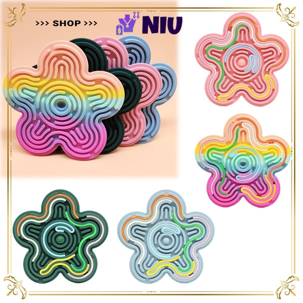 NIU Fidget Pad Toys, Stress Relief Flower Shape Sensory Activity Board, Silicone 18 Strings Autism Sensory Products for Kids 3+