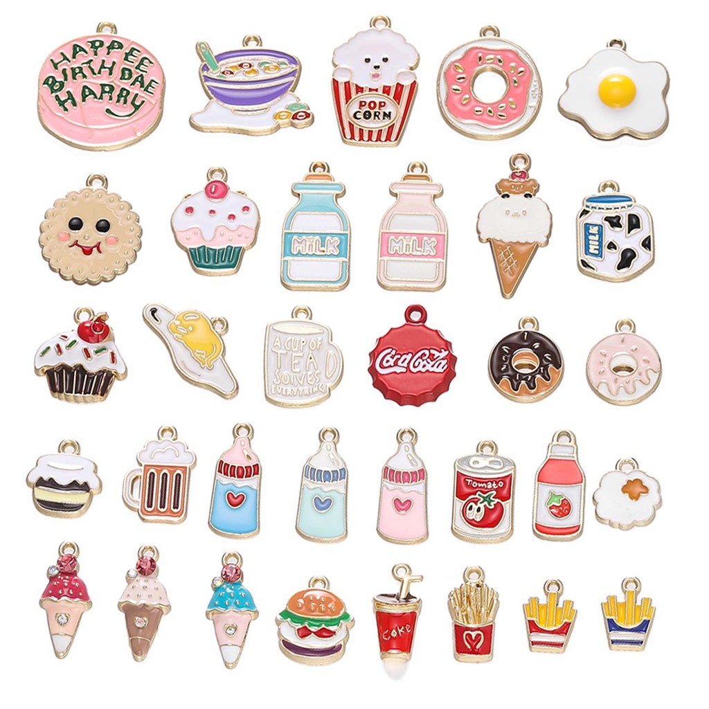 St. kunkka 4Pcs Food Series Alloy Pendant Mixed Style Ice Cream Pendant for DIY Bracelet Necklace Making