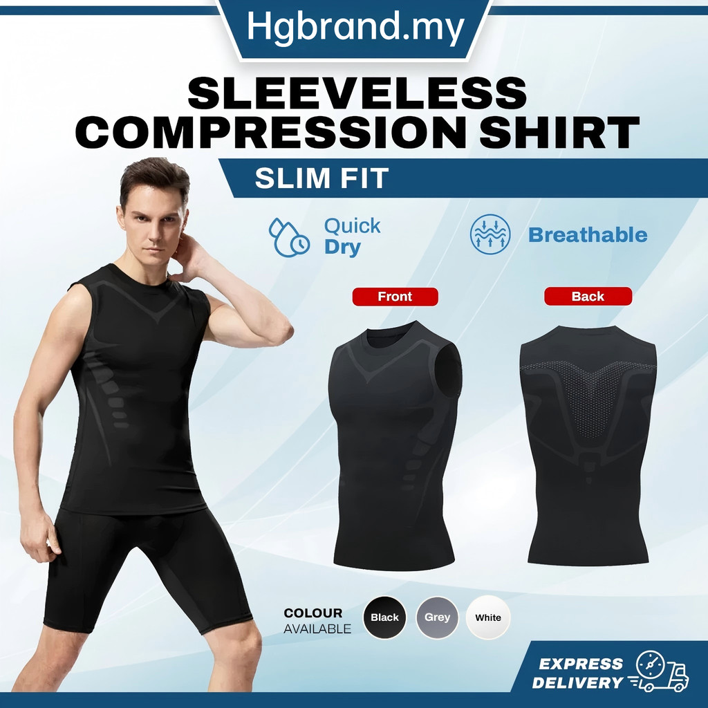 Sleeveless Compression Singlet Men Quick Dry   Tank Top Men Singlet Men Compression Shirt  Baju Gym Singlet   Men Sleeveless Jersey Baju Tight