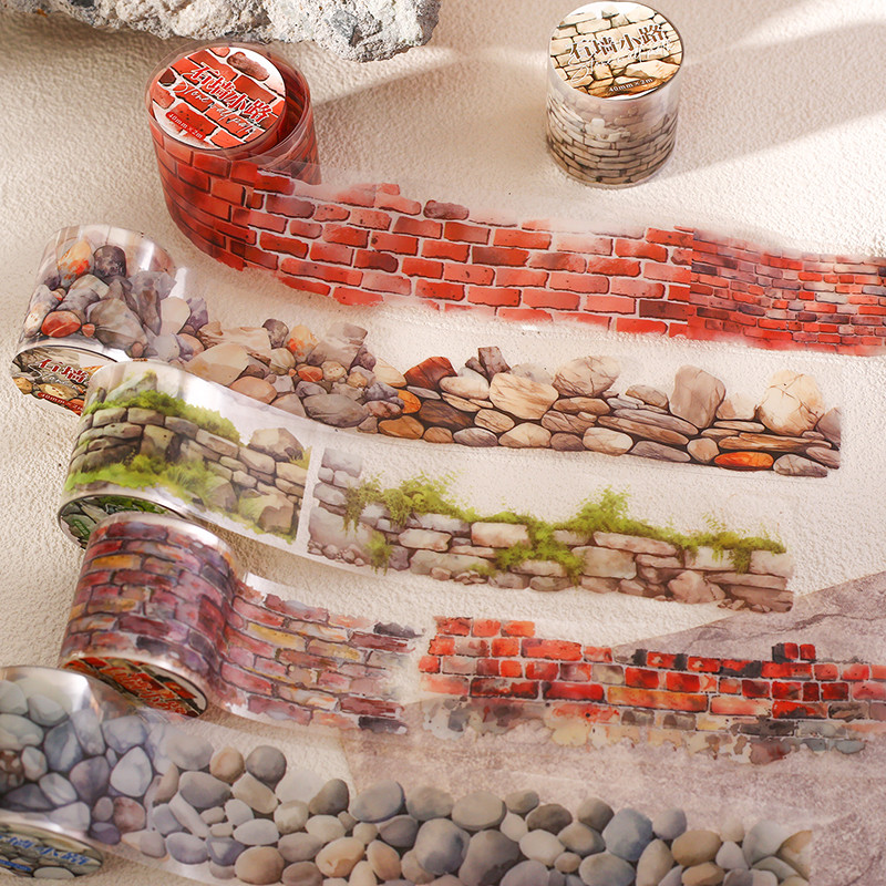 Journal Go 4x200cm Stone Wall Masking Tape Wall Texture Collage European Path Priming DIY Scrapbooking Journal Tape