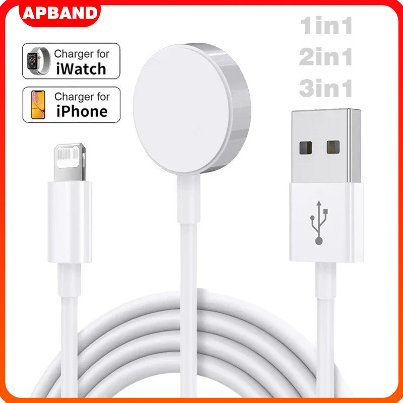 2 IN 1 Type C/USB Wireless Magnetic Fast Charger Cable for Smartwatch Ultra/SE 3 2 Series 11 10 9 8 7 6 5 4 3 2 1/phone