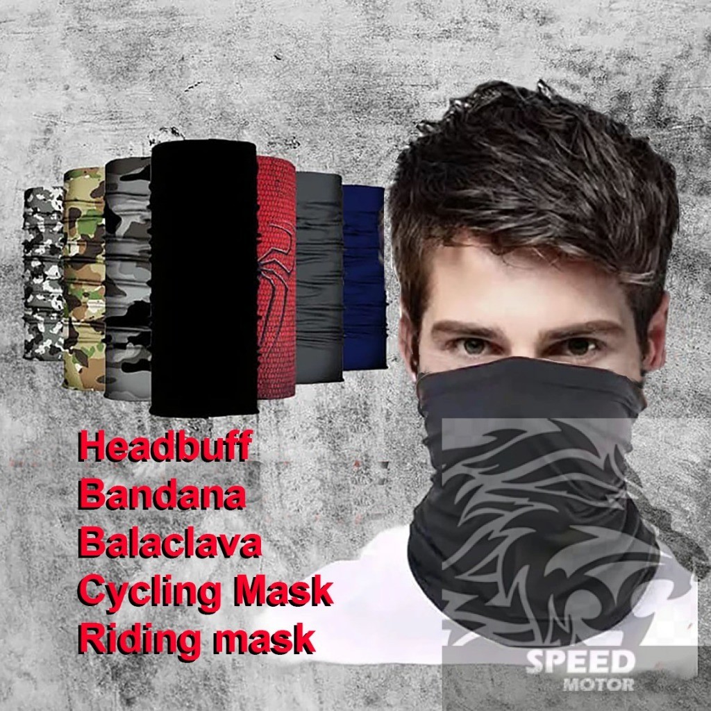 (READY STOCK) Half Face Mask Blue Red Spider skull motorcycle Headwear Half Neck Scarf Balaclava Bandana Cycling Mask