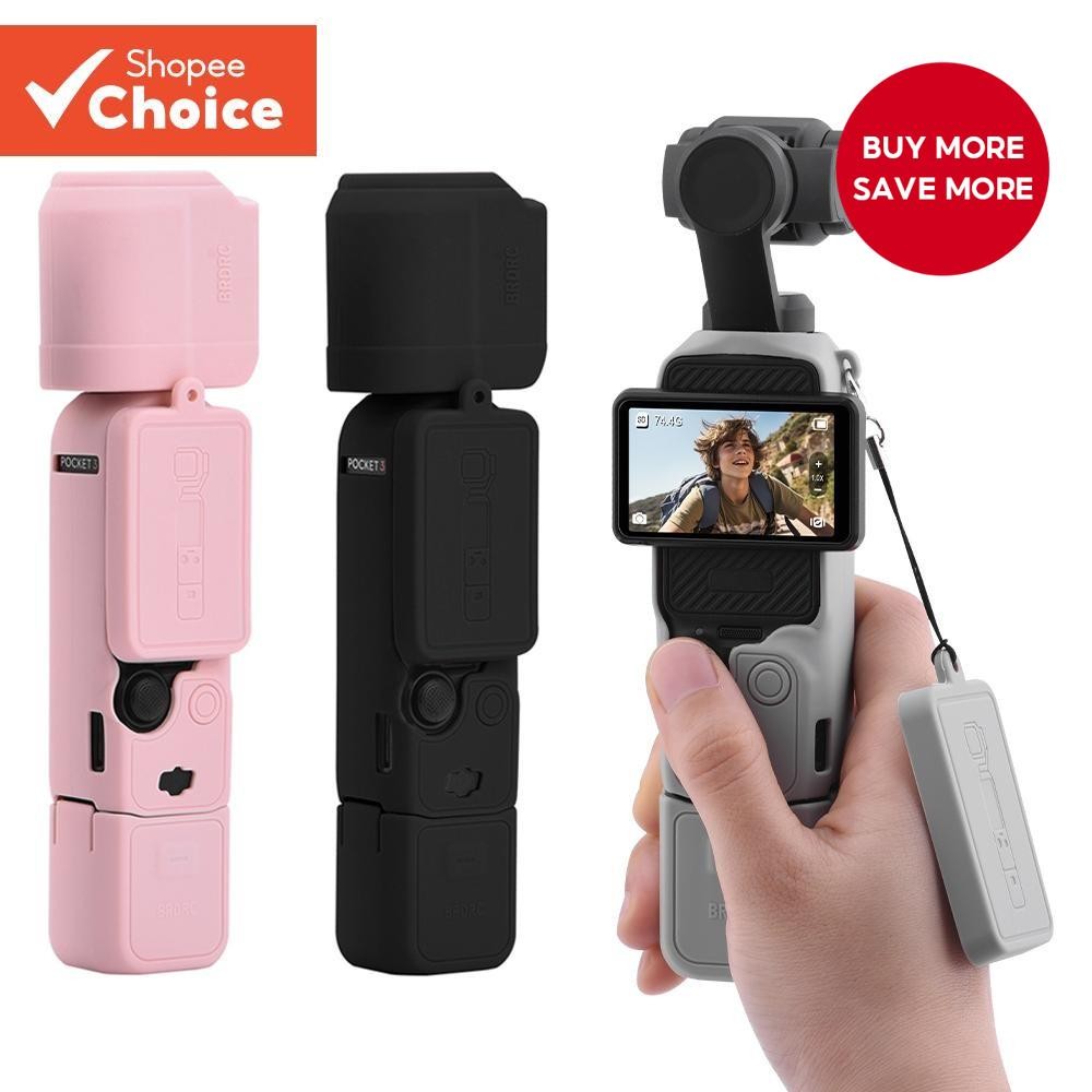 BRDRC Silicone Case for DJI Osmo Pocket 3 Handheld Gimbal Camera Handle Anti-Scratch Shell Soft Protective Case Lens Cap Anti-bump Cover For Pocket 3 Accessories
