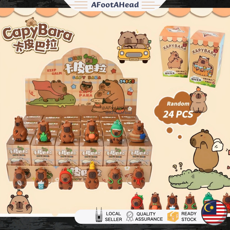 24PCS Capybara Mini Keychain Blind Box Cute Cartoon Doll Bag Pendant Surprise CNY Gift for Kids 卡皮巴拉 盲盒 钥匙扣