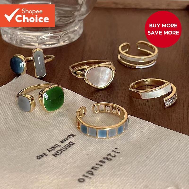 Trendy Emerald Statement Ring for Women Korean Style Fashion Jewelry Gift