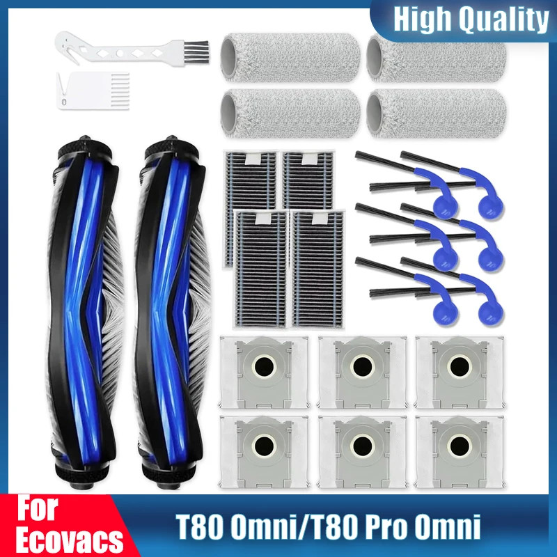 Replacement kit for Ecovacs T80 Omni/T80 Pro Omni Robot Vacuum Cleaner Main Brush Side Brush Dust Bag HEPA Filter Accessories