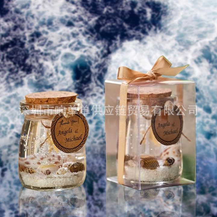 Ocean Theme Scented Jar Candle with Wood Lid - White Aromatherapy for Home Bedroom Stress Relief & Relaxation Gifts