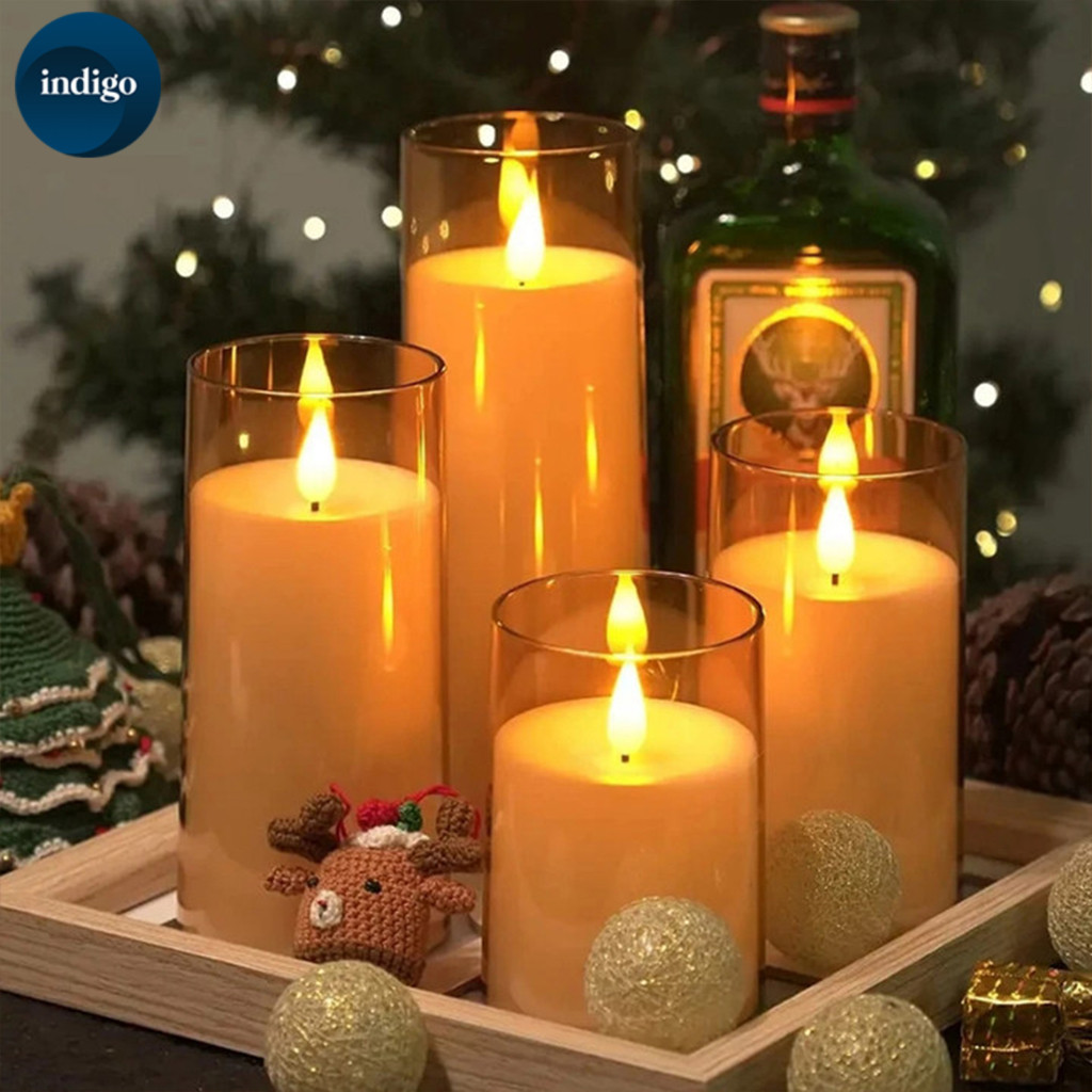 Acrylic LED Flameless Electric Candle Light Smokeless Battery Candle Kotak Hadiah Raya Decor 无烟电子蜡烛 求婚生日