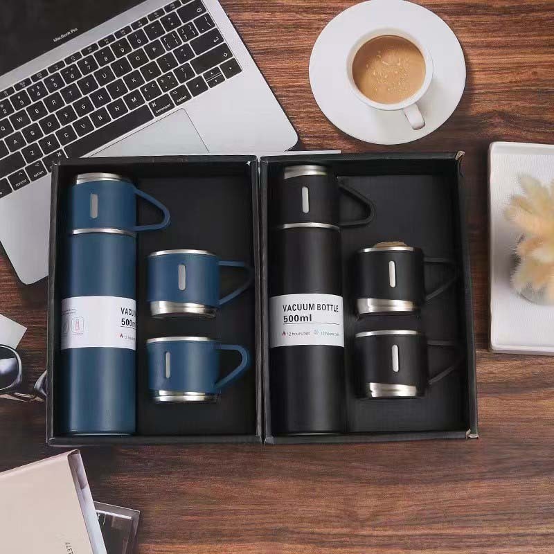 Thermos Cup Set 500ml 304 Stainless Steel Thermos Flask Bottle Cup Gift Set 保温壶套装 Set Hadiah