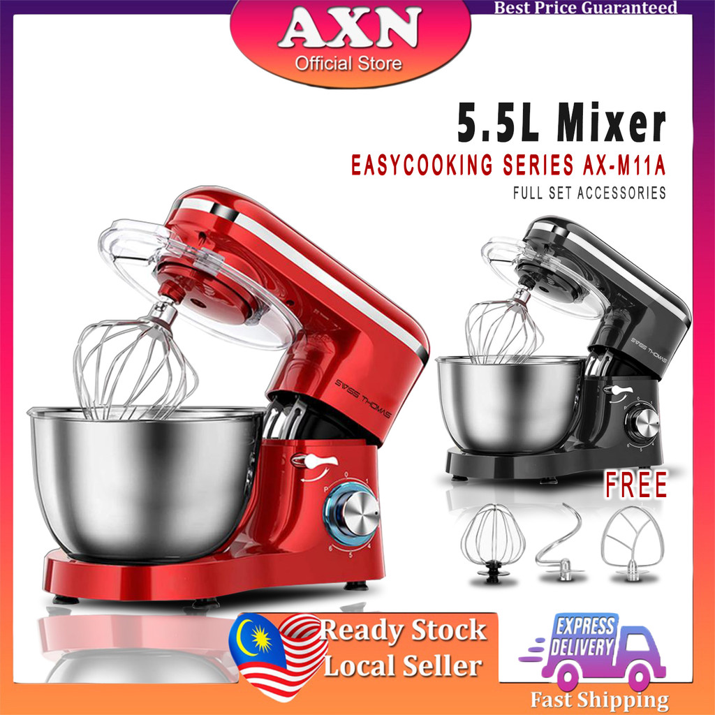 Axn Stand Mixer (Mesin Pengisar) CookXpert Series  (3/5L) with Whisks, al-dough Hook, Flat Beater, Spatula