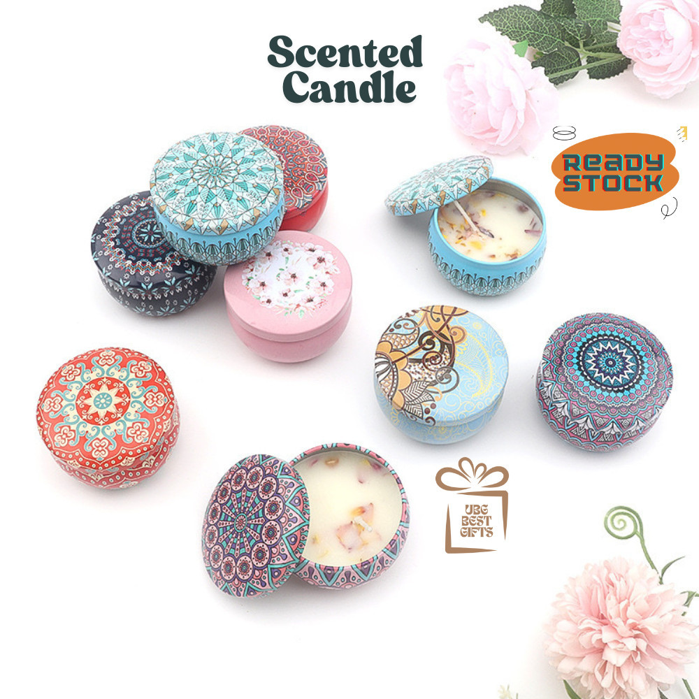 Handmade Natural Soy Aromatherapy Wax Candle Dry Flower Scented Candle Essential Oil Gift Lilin Wangi 香薰蜡烛