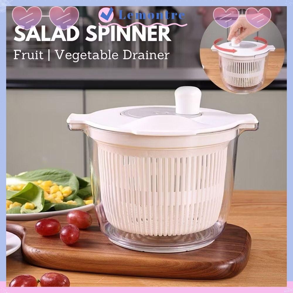 LEMONTRE Vegetable Dehydrator Drainer, Household 2 in 1 Salad Spinner Salad Dryer, High Quality Multifunctional Large Capacity Absorbent Basket
