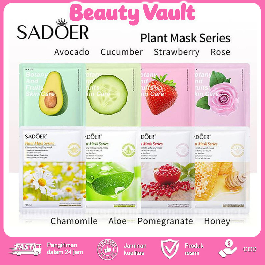 SADOER Masker Wajah Pelembab | Ekstrak Tumbuhan | Doorgift Murah Berkualiti | Perawatan Kecantikan