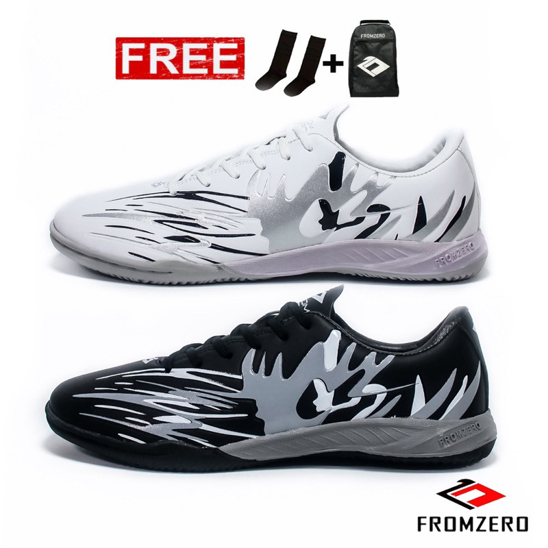 Fromzero - Sepatu Futsal Anak Junior Starkia Andherkids 34 - 38 IN White Black Original