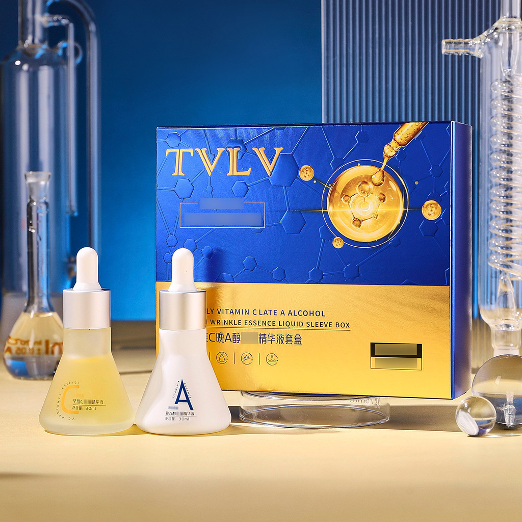 Pendatang baru # TVLV Morning C Night A Retinol Serum Set Dua Botol Gabungan Pagi dan Malam Penjagaan Kulit Wajah ws06