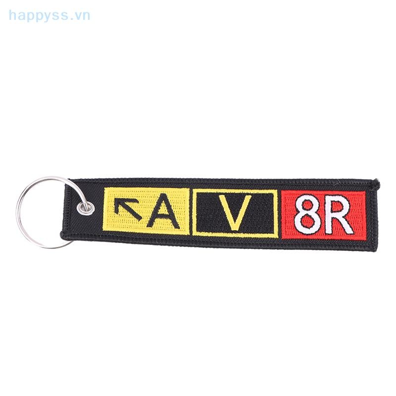 hap Aviation Gift Double-sided Embroidery Pilot AV8R Airport Taxiway Pattern Memorial Key Chain Keychain Rectangle Keyring VN