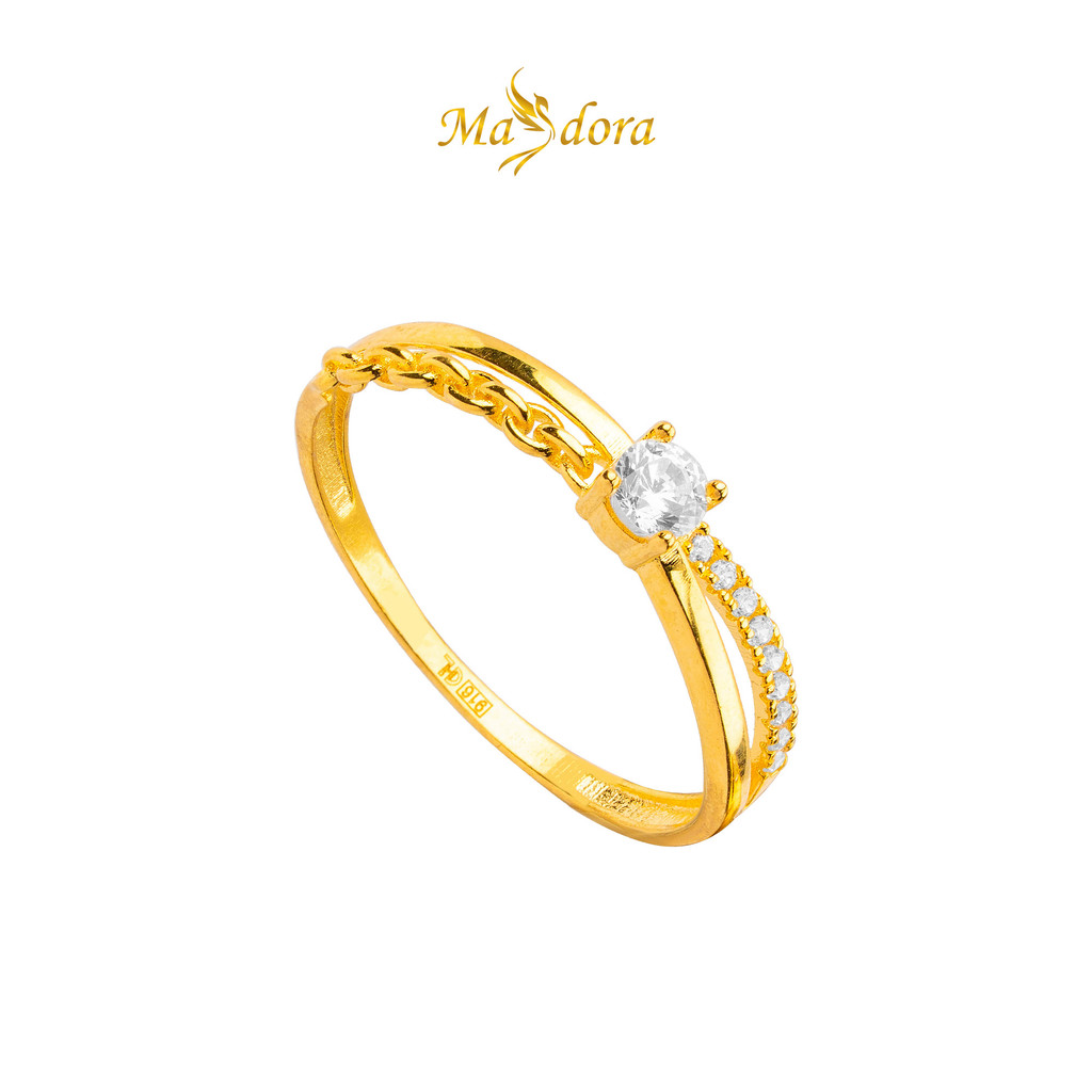 MASDORA 916 Gold Ring Rings Cincin Emas ~ Sparkling Braided Solitaire Gold (EMAS 916/22K)