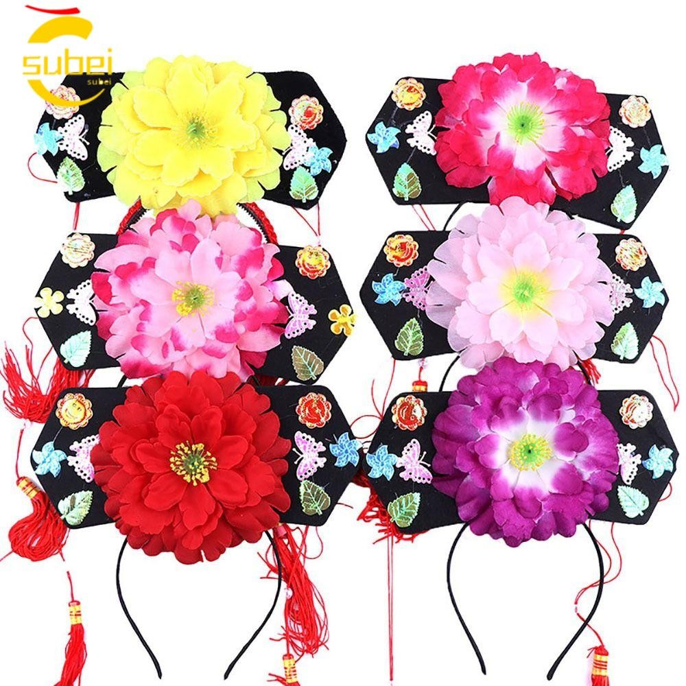 SUBEI1 1Pcs Traditional Crown Hat, Performance Chinese Style Royal Princess Headband, for Kid Adult with Long Tassel Cosplay Prop Wedding Party Cap