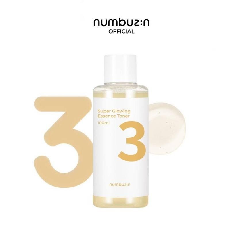 numbuzin No.3 Super Glowing Essence Toner (100ml) Skincare Brightening Elasticity Trouble Free Stickiness Fermented Glossy Skin Tightening