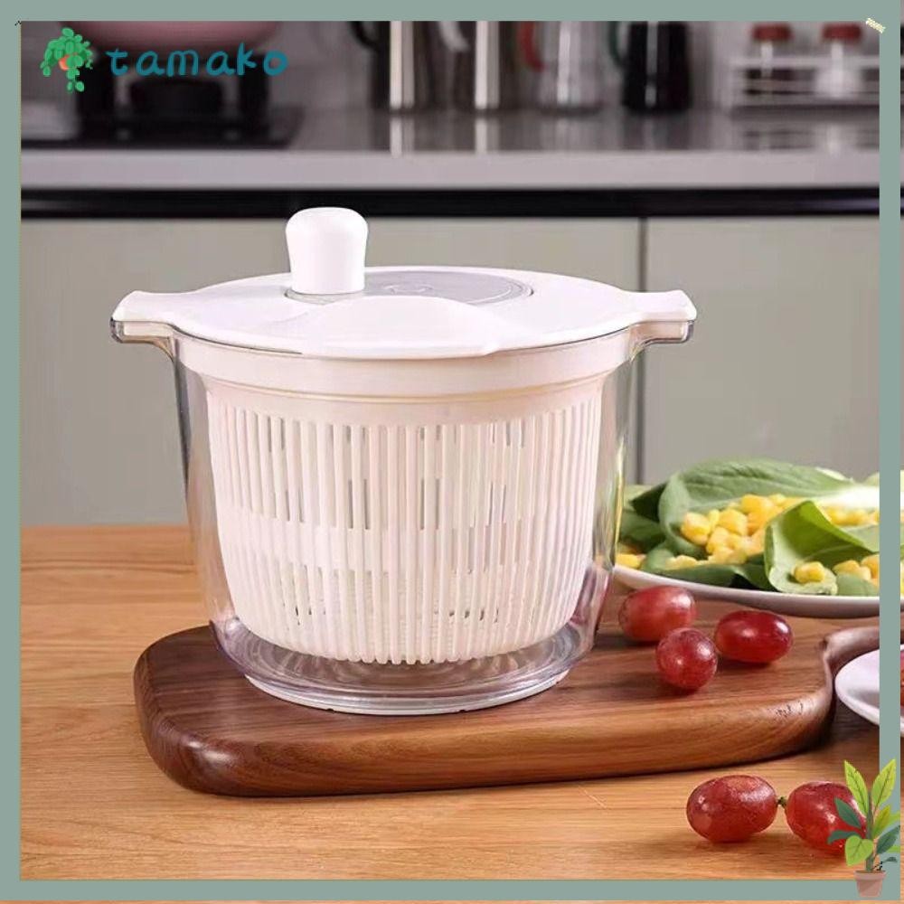 TAMAKO Vegetable Dehydrator Drainer, Large Capacity Household Salad Spinner Salad Dryer, 2 in 1 Multifunctional Absorbent Basket