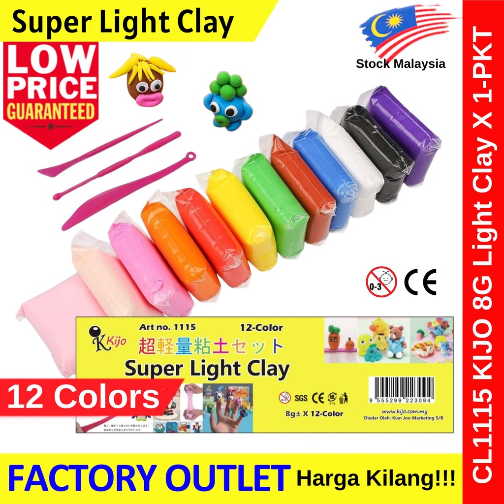 Super Light Air Dry Clay Set 12 Colors 8g Non Toxic Tanah Liat Kids DIY Art Craft Educational Toys 1