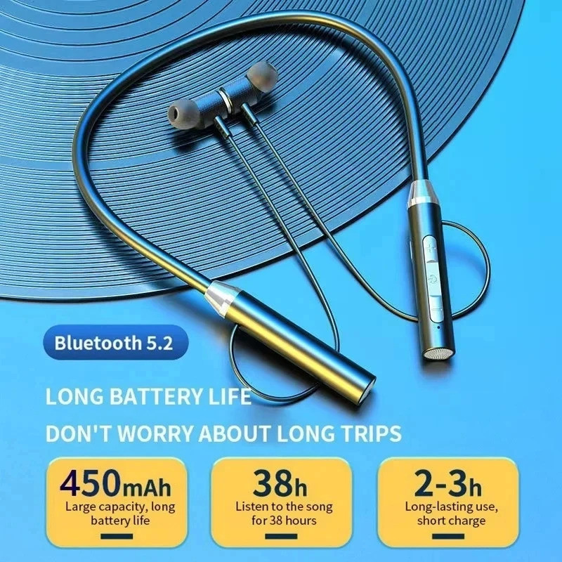 Earphones Wireless Headphones Magnetic Sport Neckband Neck-hanging TWS Earbuds Wireless Blutooth Headset with Mic