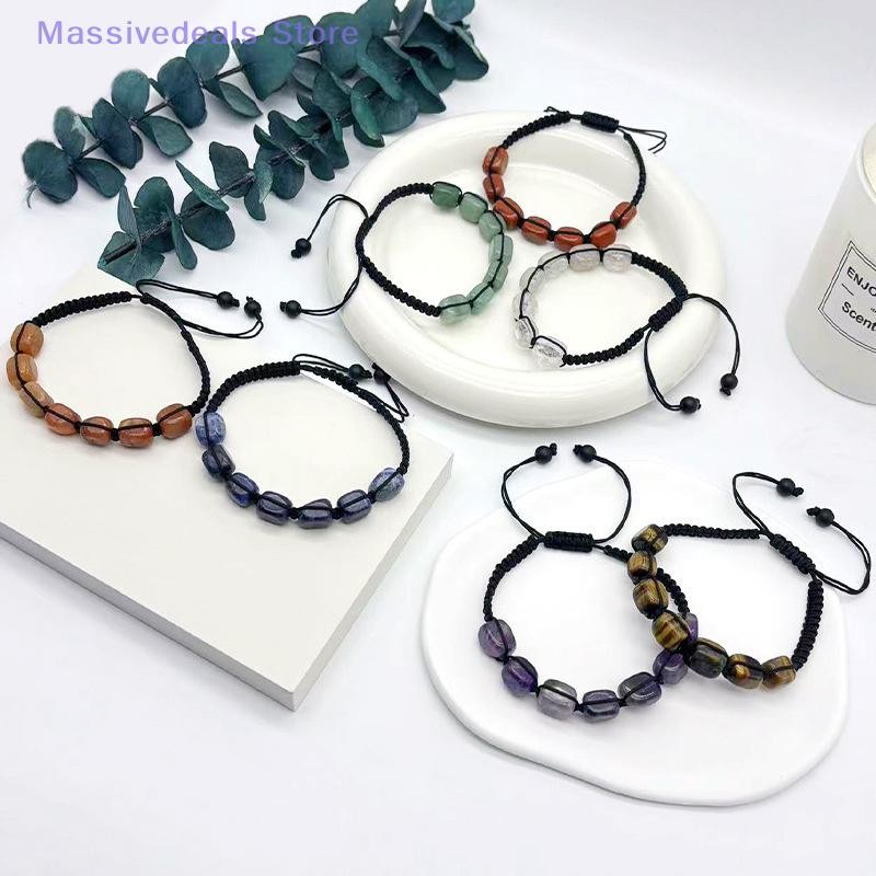 Massivedeals New Handmade Natural Stone Bracelet With Clear Quartz - Artisan Woven Gemstone Jewelry For Stylish Accessories New