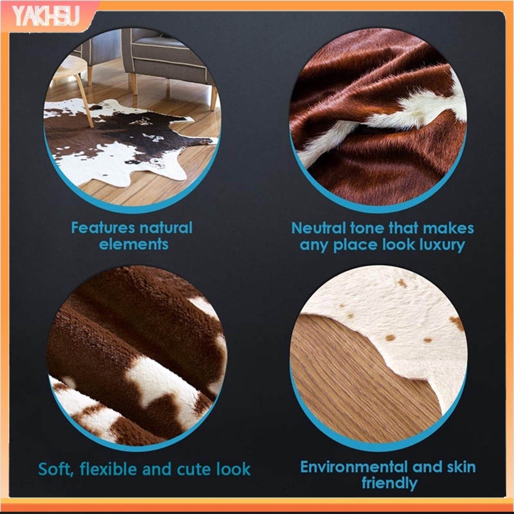 Reliable Quality (yakhsu) Cow Animal Print Home Decor Carpet Chair Throw Rug Anti-slip Living Room Lounge Mat Premium - Image 3