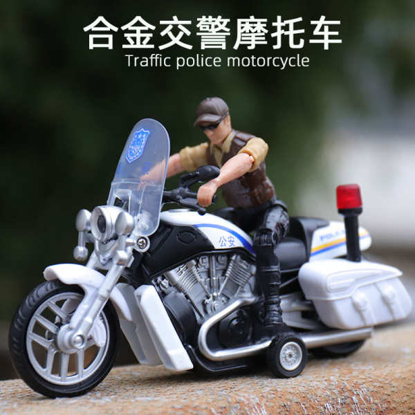 racing car toy mainan budak lelaki kereta mainan Model motosikal polis trafik aloi, pemandu boneka simulasi, inersia kanak-kanak, tarik balik, tahan jatuh, model kereta polis bunyi dan cahaya
