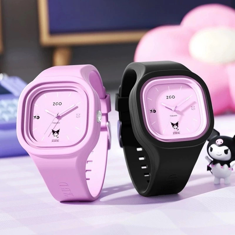 Jam Budak Perempuan Watch Sanrio Cartoon Silicone Electronic Watch Waterproof Gift Girl Square Kuromi
