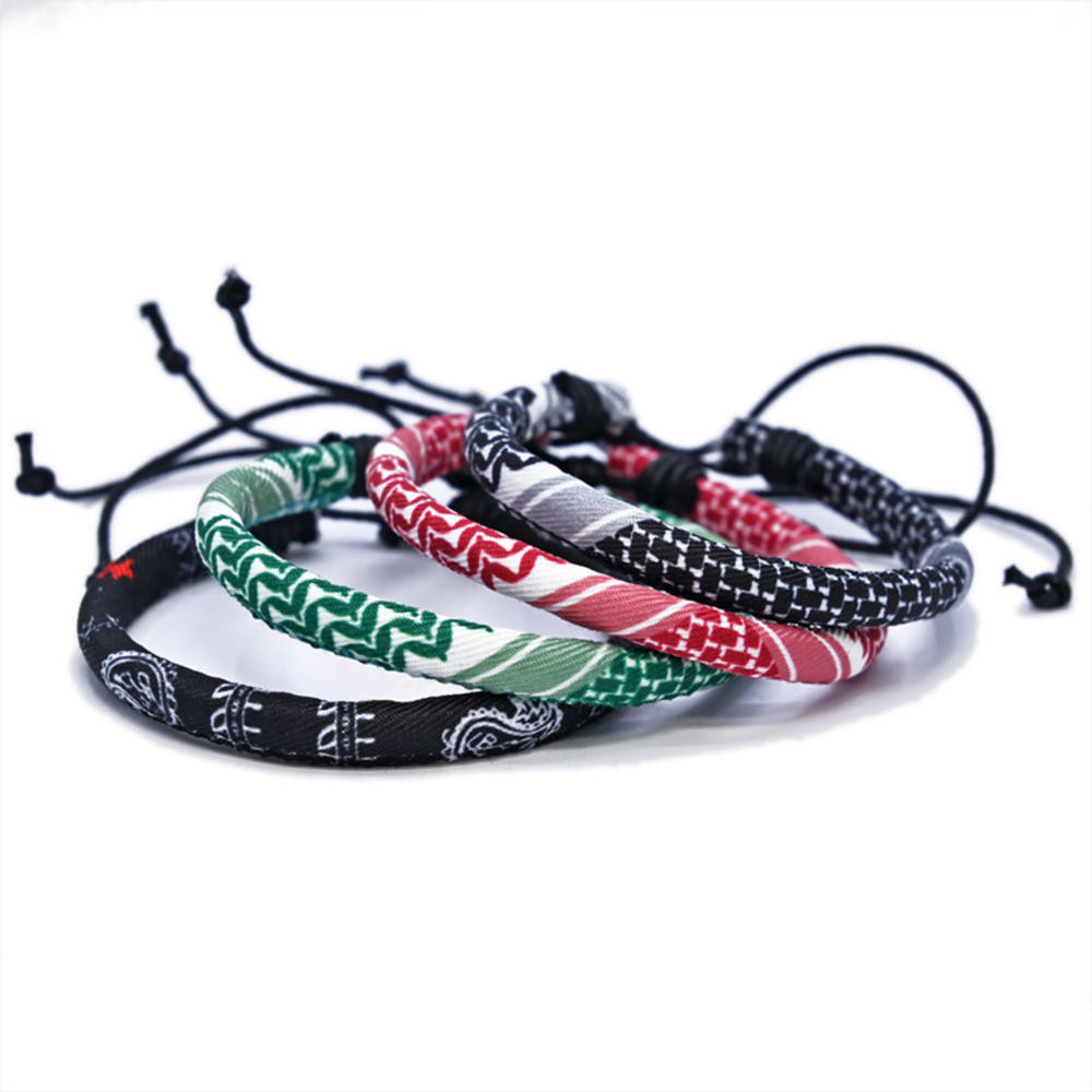 1 Pieces Palestinian Keffiyeh Bracelet For Women Men Handmade Adjustable Woven Fabric Braceletss Jewelry