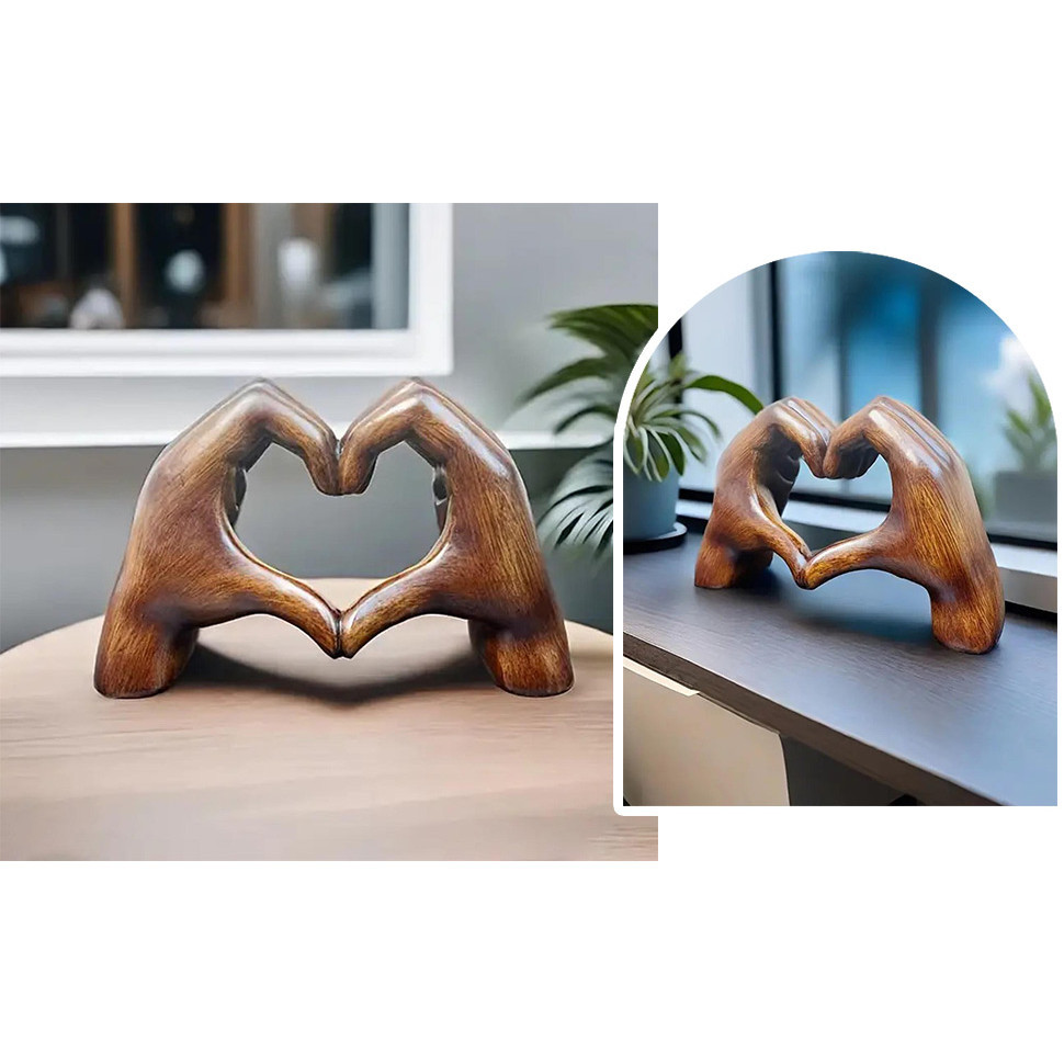 Purpose Essential yakhsu| Heart Shaped Hand Decor Love Figurine Resin Sculpture Statue Home Office Christmas Multi - Image 2