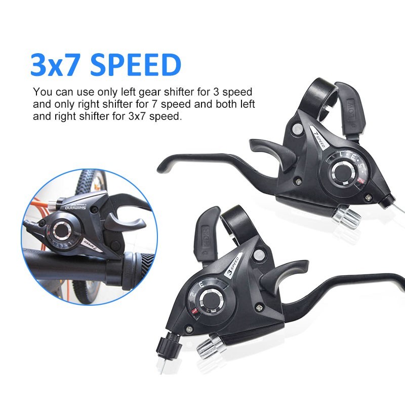 Versatile Essential 1pair Derailleur MTB GEAR Shifter/Brake 3 x 7 Speed Lever VBrake Bike trigger shifter Handbrake S... - Image 5