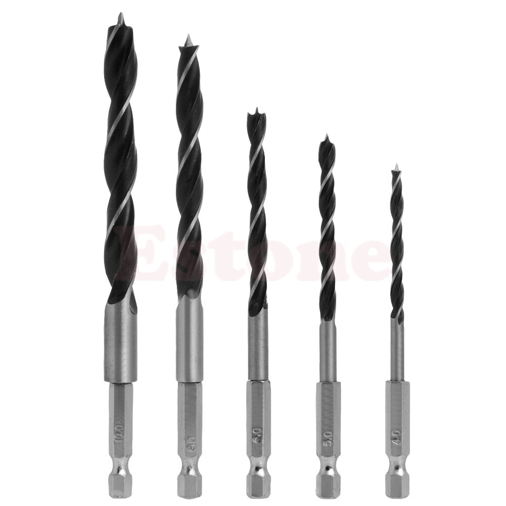 Professional DIY 4 5 6 8 10mm 5pcs Quick Change Metal Tools 1/4 Hex Shank Wood HCS Drill Bit Set Workshop - Image 2