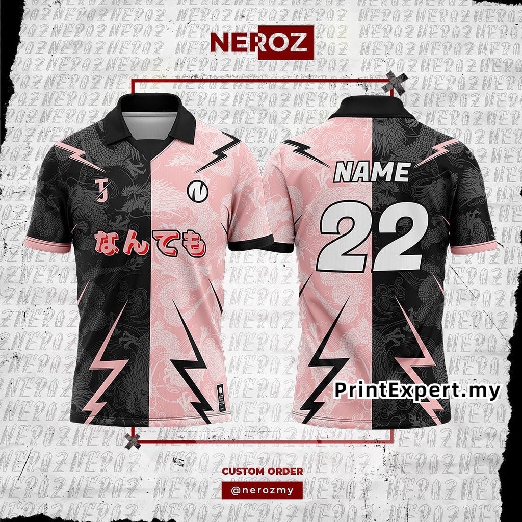 Purpose Have Select Custom Name Jersey Retro Collar Malaysia 2023 Viral Pink Dragon Sreetwear Design Full Sublimation... - Image 2