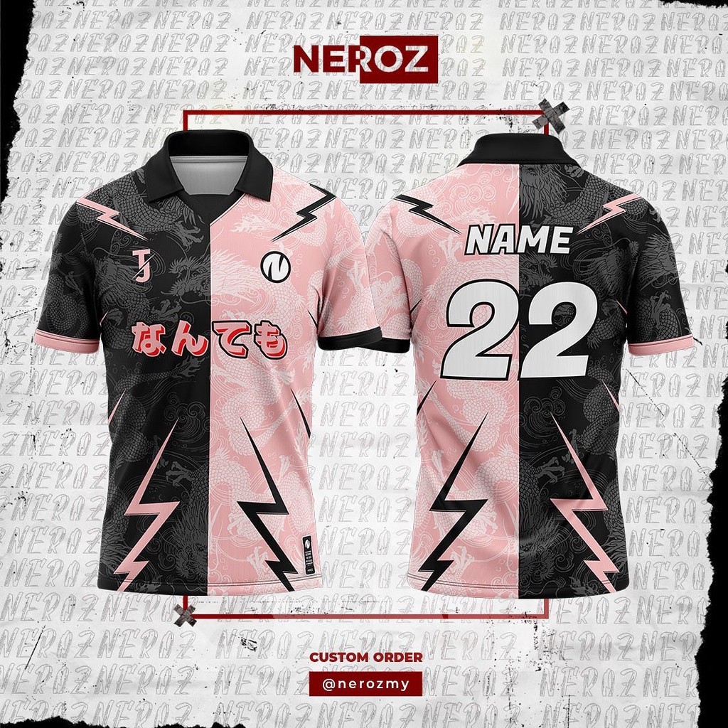 Purpose Have Select Custom Name Jersey Retro Collar Malaysia 2023 Viral Pink Dragon Sreetwear Design Full Sublimation... - Image 4