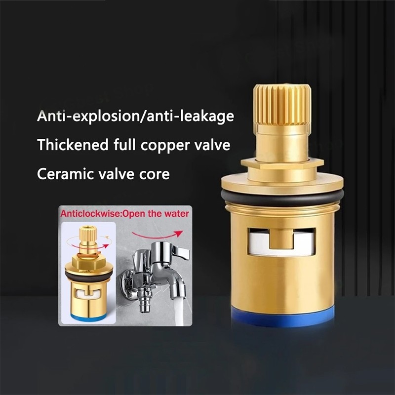 Buildcore Brass Replacement Faucet Valve Core Double Sink Basin Kitchen Wall Water Tap Headwork Cartridge SpindleCeramic