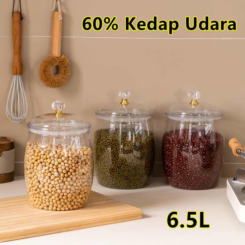 6.5L Transparent Plastic Container Large Capacity Spices Storage Insect-Proof Moisture-Proof Rice Storage Bucket
